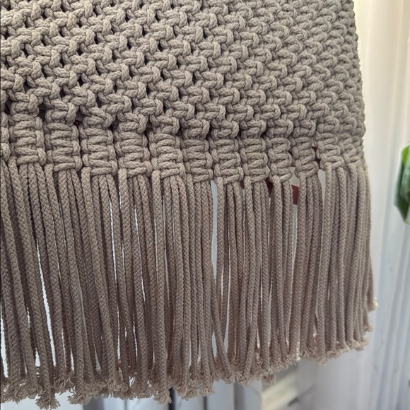 La Regale Tan Macrame Shoulder Bag with Fringe Detail - Picture 10 of 12